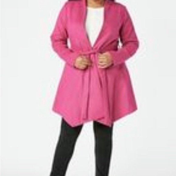 NEW Just Fab Festive Fuchsia Asymmetrical Hem Coat Size 3X - Picture 7 of 7
